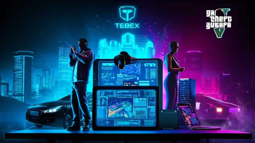 Futuristic cityscape with technology and vehicles
